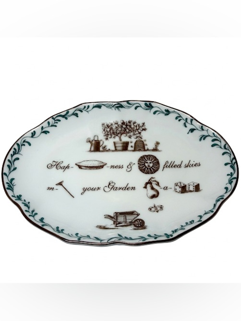 Mottahedeh Williamsburg Reserve Collection Rebus Ring Trinket Tray Dish Mint!